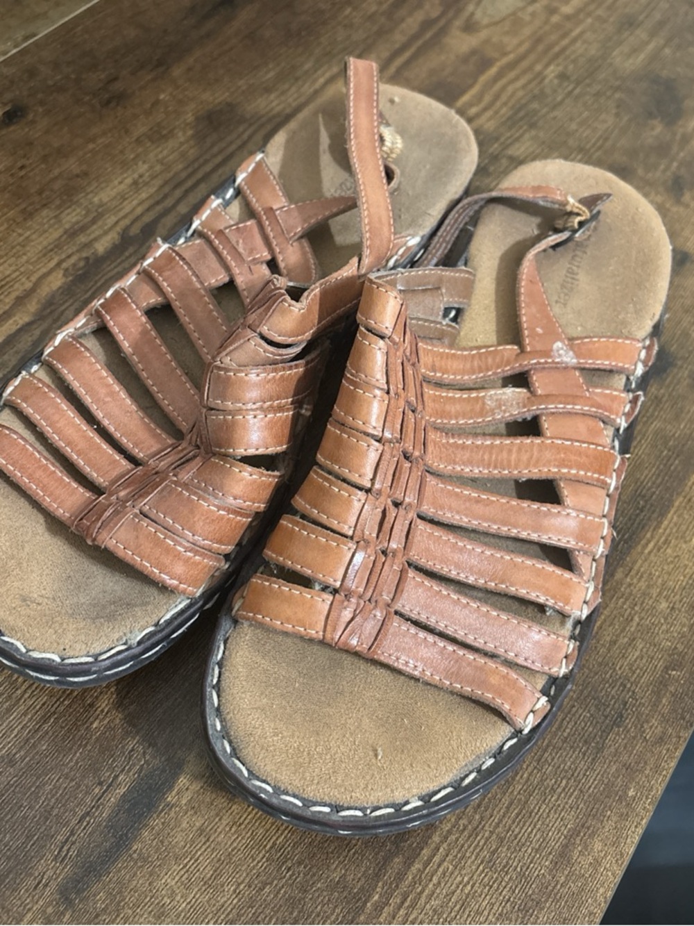 Naturalizer Brown Leather Strappy Sandals